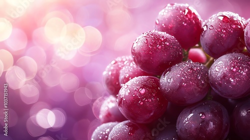 Wallpaper Mural Fresh grapes with water droplets on purple bokeh background. Torontodigital.ca