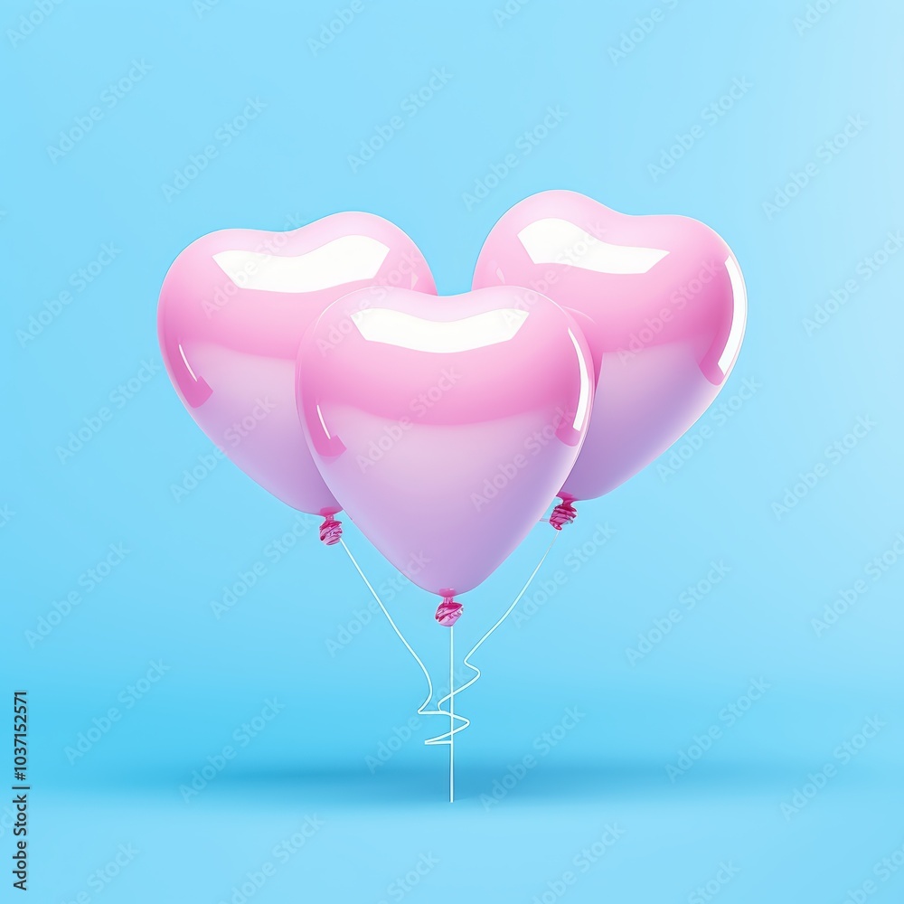 Pink heart balloons on blue Pink heart balloons on blue