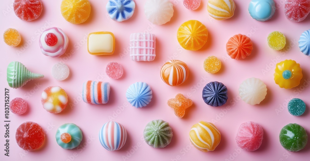 Festive Sweets and Candies Assortment. AI generated illustration. Festive Sweets and Candies Assortment. AI generated illustration.