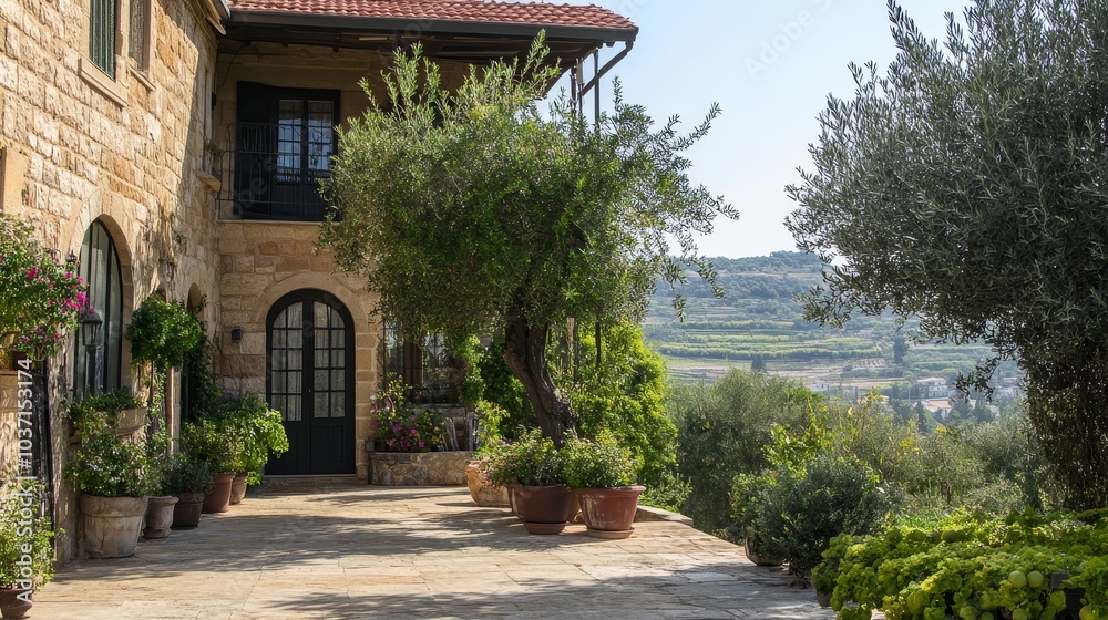 A charming stone house with lush garden, exuding a picturesque countryside atmosphere and harmonious natural beauty. A charming stone house with lush garden, exuding a picturesque countryside atmosphere and harmonious natural beauty.