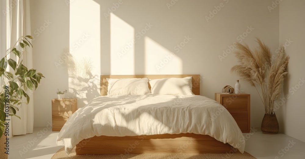 Cozy Beige Bedroom. AI generated illustration. Cozy Beige Bedroom. AI generated illustration.