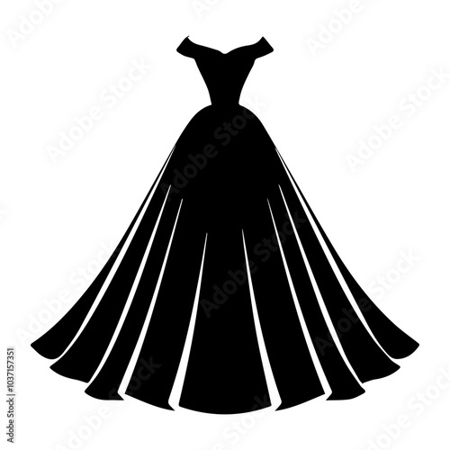silhouette of a wedding dress ball gown vector icon sign symbol party princess dress woman girl fashion design illustration