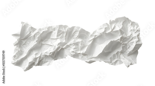 White crumpled paper isolated on transparent background