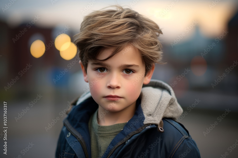 Portrait of a boy in the city. Blurred background. Portrait of a boy in the city. Blurred background.