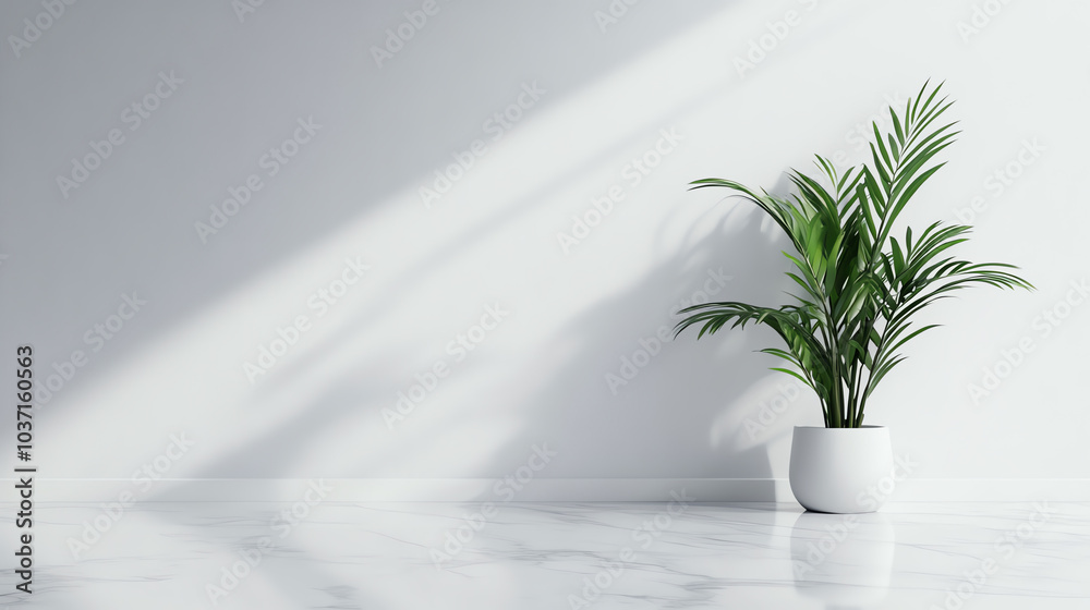 A vibrant green plant in a modern white pot, set against a pristine white background, with soft shadows enhancing the minimalist design. A vibrant green plant in a modern white pot, set against a pristine white background, with soft shadows enhancing the minimalist design.
