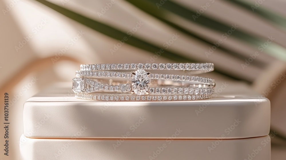 Elegant Diamond Rings on Soft Background Elegant Diamond Rings on Soft Background