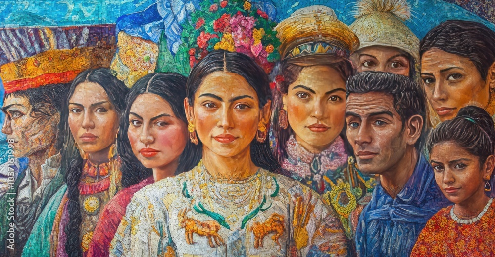 Fototapeta premium Celebrating Hispanic Heritage Month. AI generated illustration.