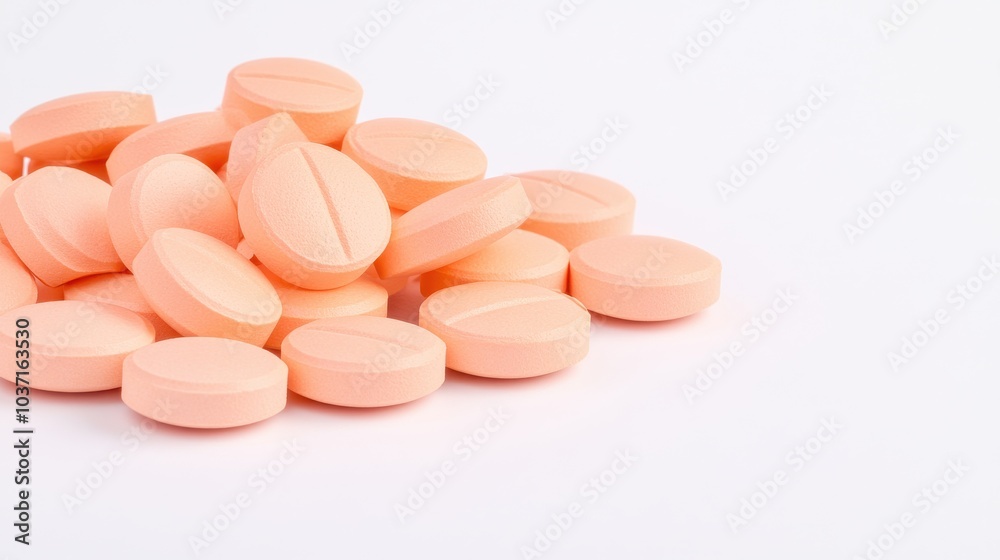 Round Orange Tablets on White Surface Round Orange Tablets on White Surface