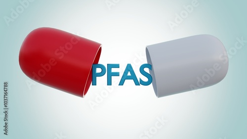 Φωτογραφία 3d rendering of capsule pill with the letters PFAS