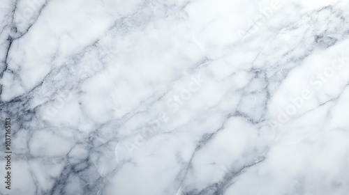 Close-up view of a polished marble surface with white and gray patterns. Ideal for backgrounds, textures, and interior design themes.