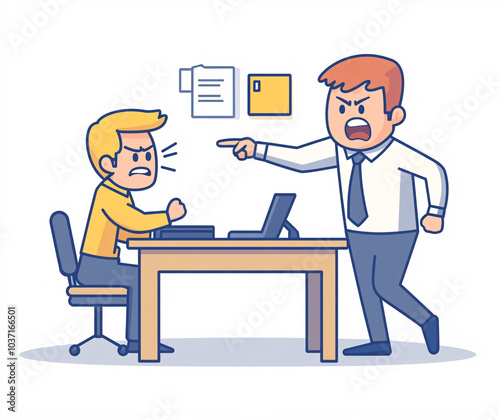  Illustration of Businessmen in Heated Conflict and Argument in an Office Setting, Perfect for Workplace Dispute and Corporate Conflict Themes photo