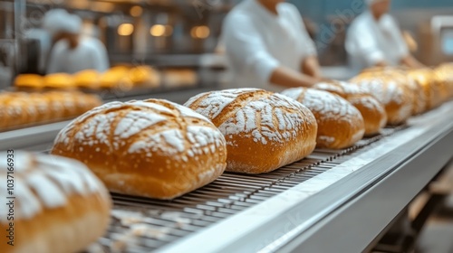 baking bread in a large factory