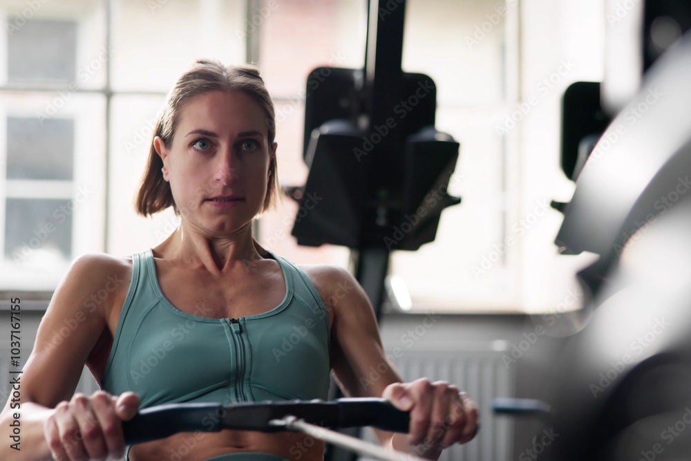 Fototapeta premium Woman Doing Gym Fitness Workout Exercise