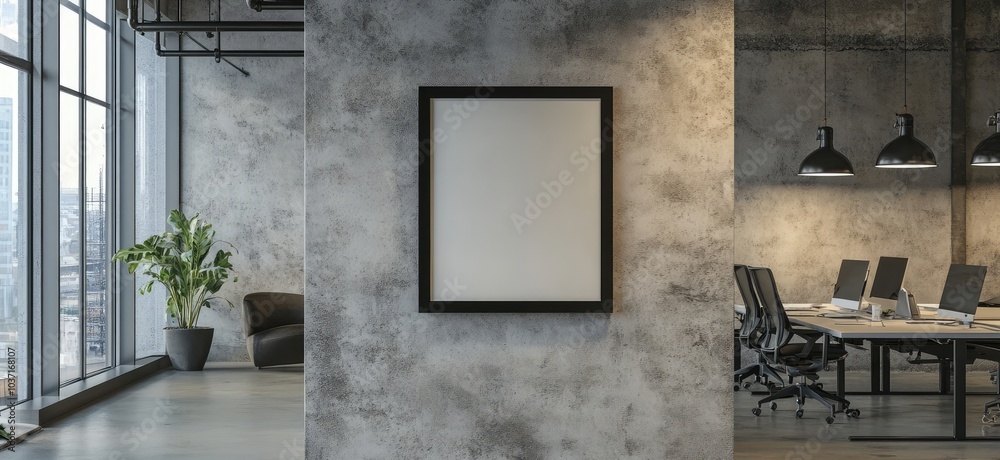 Obraz premium Minimalist Black Picture Frame Mockup. AI generated illustration.