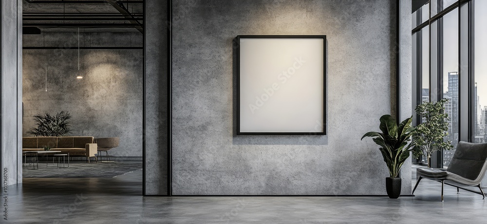 Fototapeta premium Minimalist Black Picture Frame Mockup. AI generated illustration.