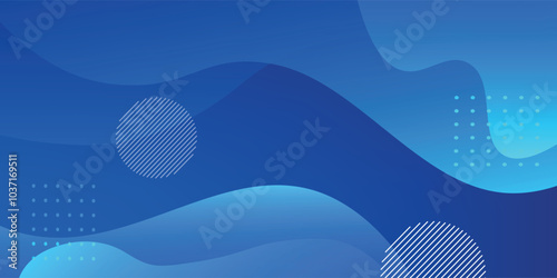 Blue abstract gradient background. Fluid shapes composition.