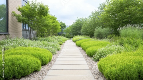 The environmental education program thrives in a lively outdoor space, equipped with contemporary tools and surrounded by lush greenery, fostering a deeper connection with nature.