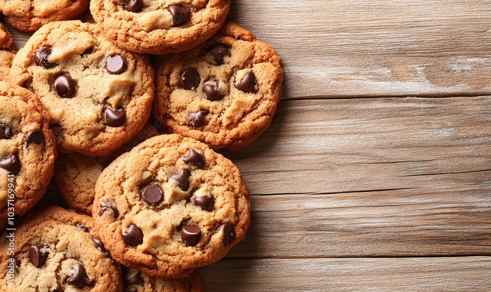 Cookies with a crunchy appearance, perfect for enjoying with a cup of tea or coffee. Ideal for projects about baking, gastronomy, and cozy moments Cookies with a crunchy appearance, perfect for enjoying with a cup of tea or coffee. Ideal for projects about baking, gastronomy, and cozy moments