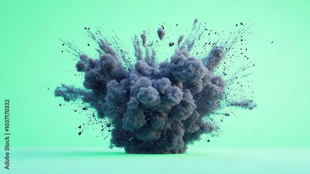 Giant explosion with billowing black smoke against a green backdrop, dynamic visual effects element, perfect for enhancing action sequences and cinematic storytelling. Giant explosion with billowing black smoke against a green backdrop, dynamic visual effects element, perfect for enhancing action sequences and cinematic storytelling.