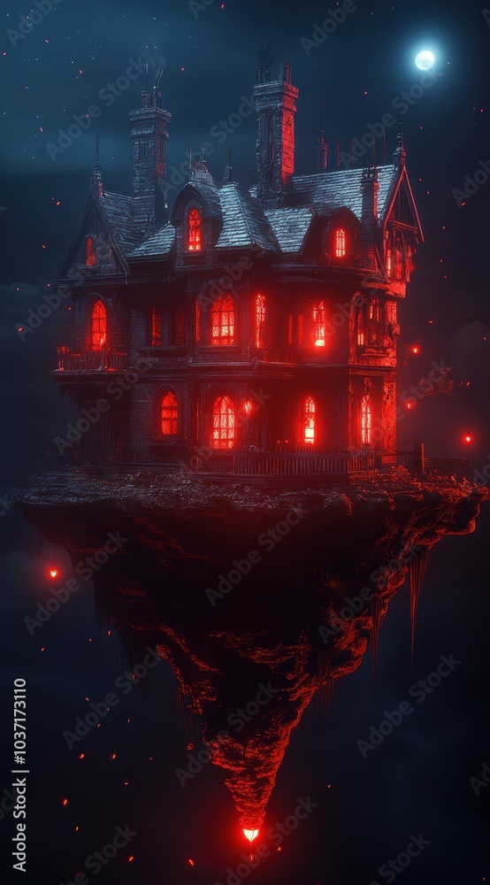 Obraz premium Scary floating castle