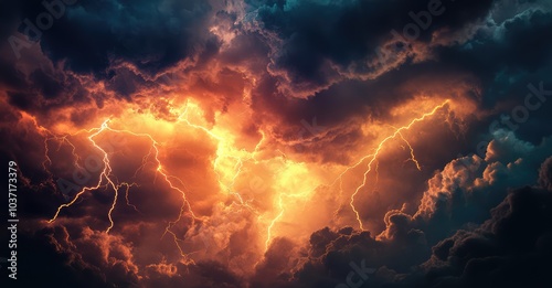 The Wrath of God: Lightning Storm. AI generated illustration.