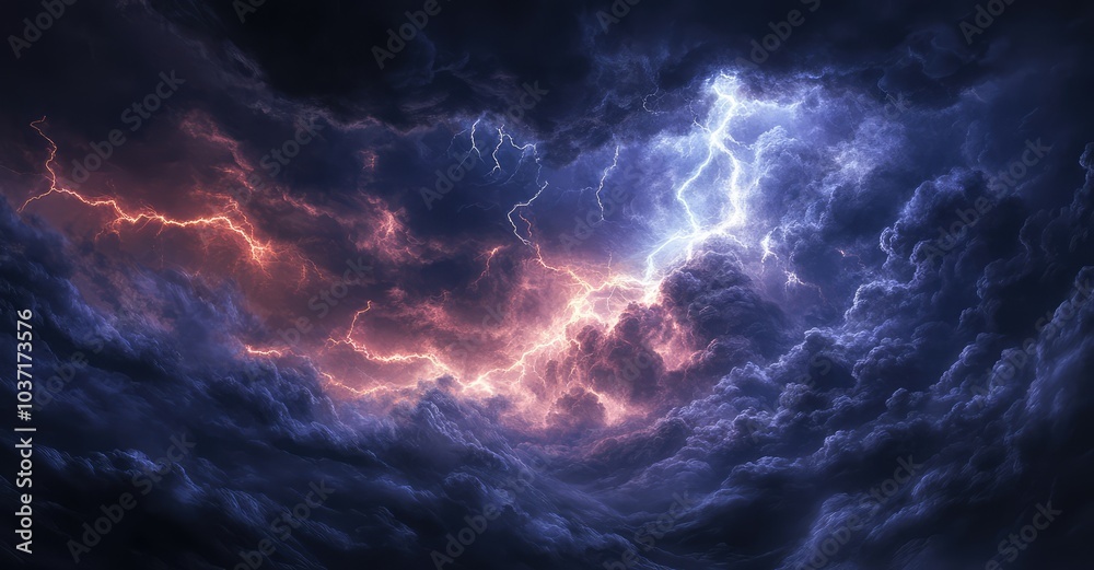 The Wrath of God: Lightning Storm. AI generated illustration. The Wrath of God: Lightning Storm. AI generated illustration.