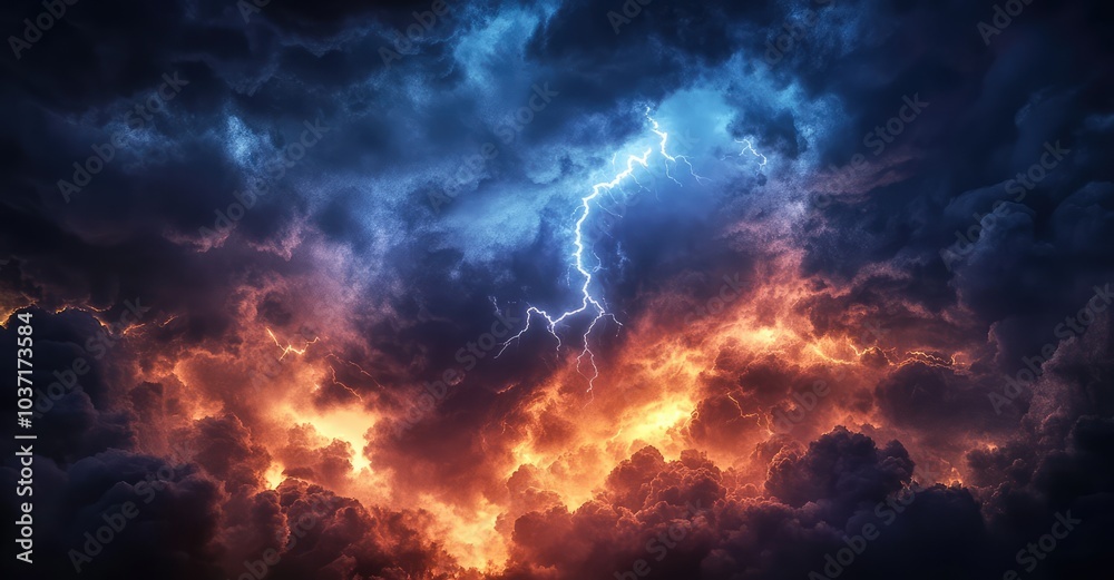 The Wrath of God: Lightning Storm. AI generated illustration. The Wrath of God: Lightning Storm. AI generated illustration.