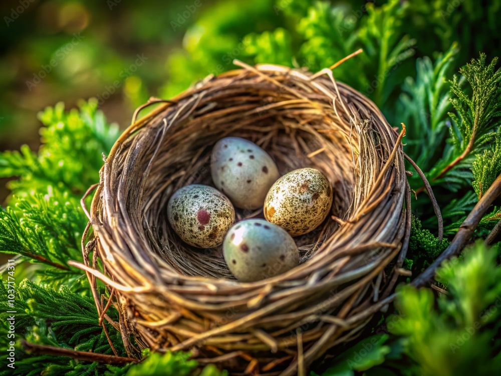 Closeup of Speckled Bird Eggs in a Nest Captured by Drone Photography for Nature Enthusiasts and Wildlife Lovers Closeup of Speckled Bird Eggs in a Nest Captured by Drone Photography for Nature Enthusiasts and Wildlife Lovers
