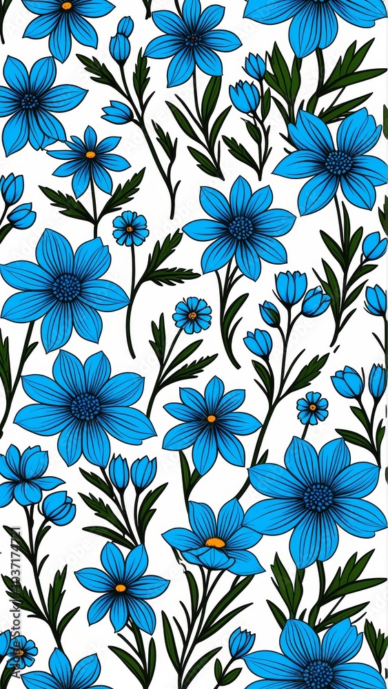 Fototapeta premium Seamless illustration with field blue flowers
