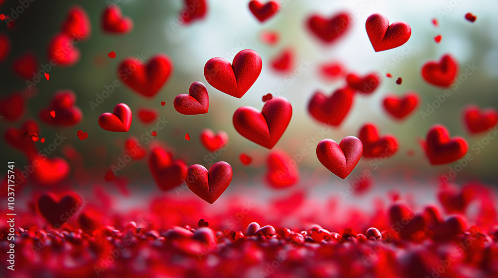 Light Colorful Hearts On Blurry Background, Creating An Ideal Product Background. Light Colorful Hearts On Blurry Background, Creating An Ideal Product Background.