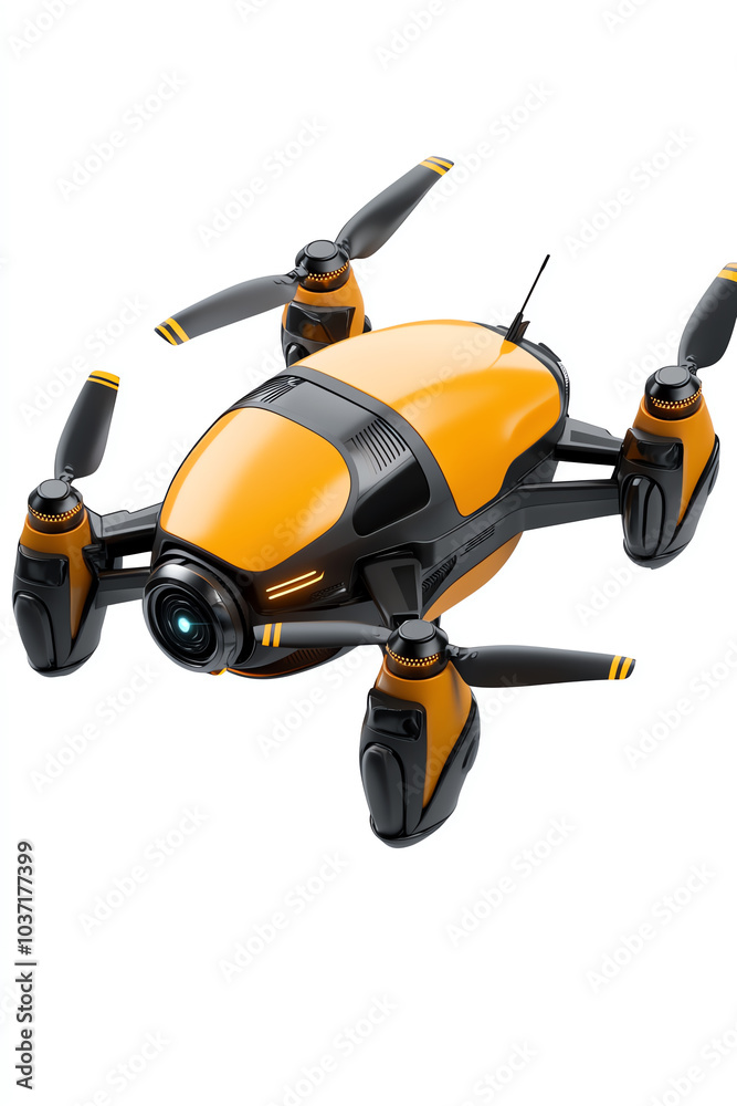 Innovative drone design exploring the future of aerial technology with a sleek orange aesthetic Innovative drone design exploring the future of aerial technology with a sleek orange aesthetic