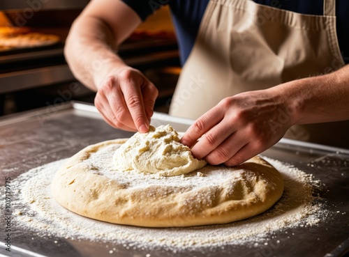 Preparing Dough in a Pizzeria