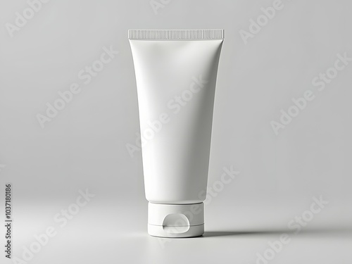 Blank white moisturizer tube for skincare. Bottle template for toothpaste, cream or gel. Cosmetics tube mockup. Skin care products for advertisement