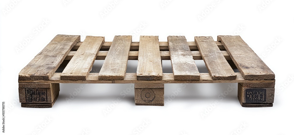 Wooden pallet cutout on white background. AI generated illustration.