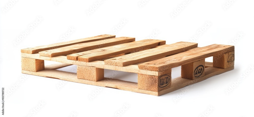 Wooden pallet cutout on white background. AI generated illustration.