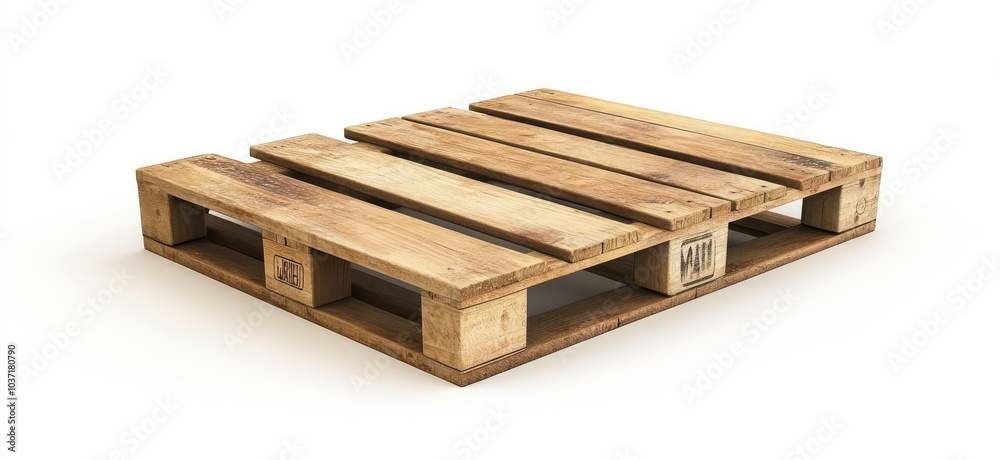 Wooden pallet cutout on white background. AI generated illustration. Wooden pallet cutout on white background. AI generated illustration.