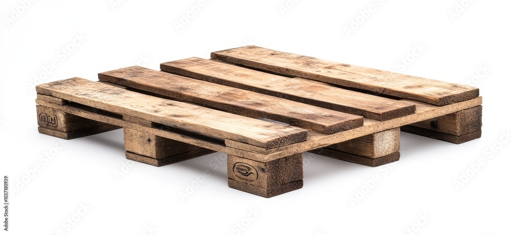 Wooden pallet cutout on white background. AI generated illustration. Wooden pallet cutout on white background. AI generated illustration.