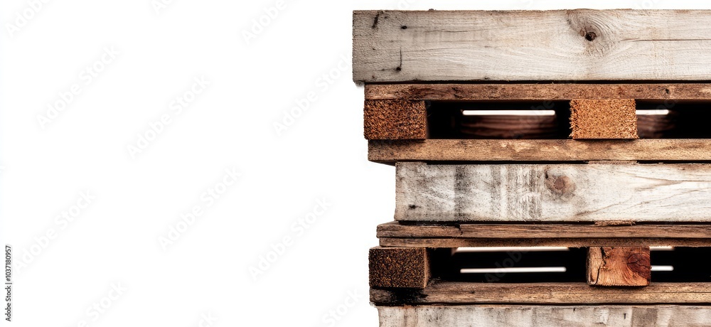 Wooden pallet cutout on white background. AI generated illustration. Wooden pallet cutout on white background. AI generated illustration.