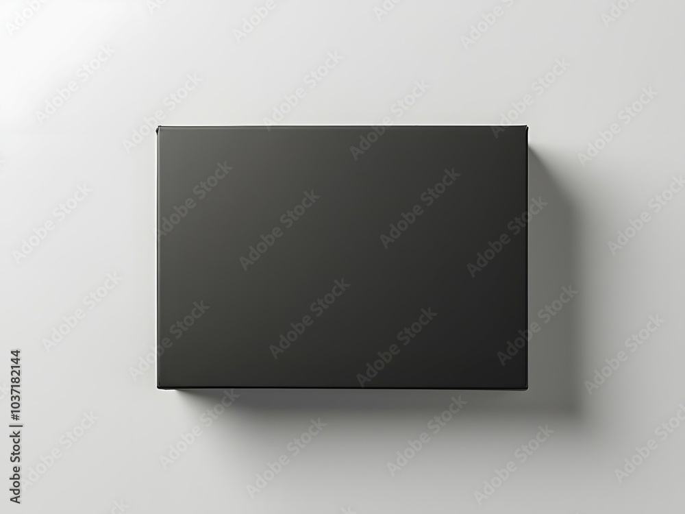 Black box mockup isolated on white background. Top view rectangular carton box mockup for graphic design and digital projects Black box mockup isolated on white background. Top view rectangular carton box mockup for graphic design and digital projects