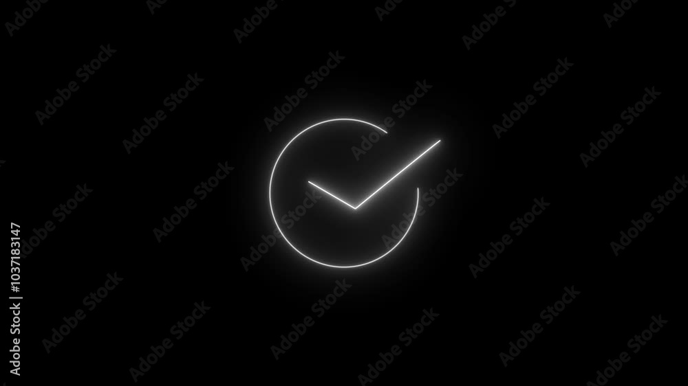 Glowing blue colour neon check mark icon animation. lowing neon line check mark icon animation.. Glowing blue colour neon check mark icon animation. lowing neon line check mark icon animation..