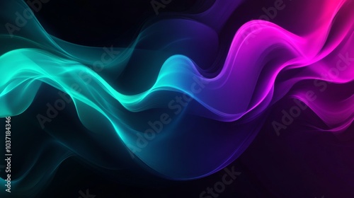 Abstract black background with pink wave with gradient. 3д. Background. wallpaper, pattern.