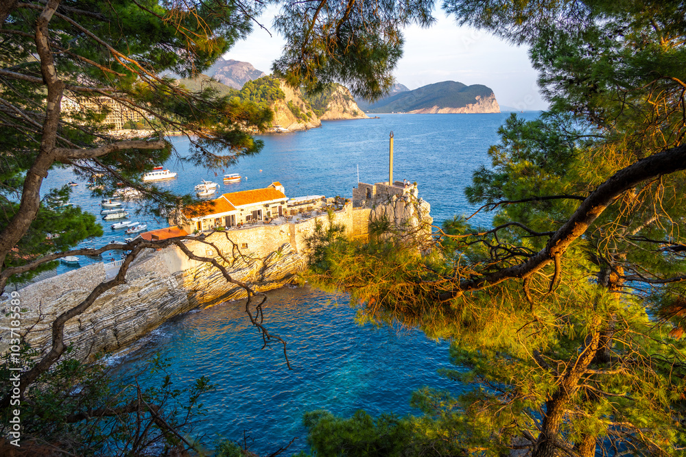 view on old venetian fortress in Petrovac na Moru in Montenegro