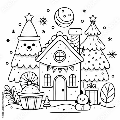 Enjoy Creativity: Coloring Pages with Simple Christmas Elements for Kids.
