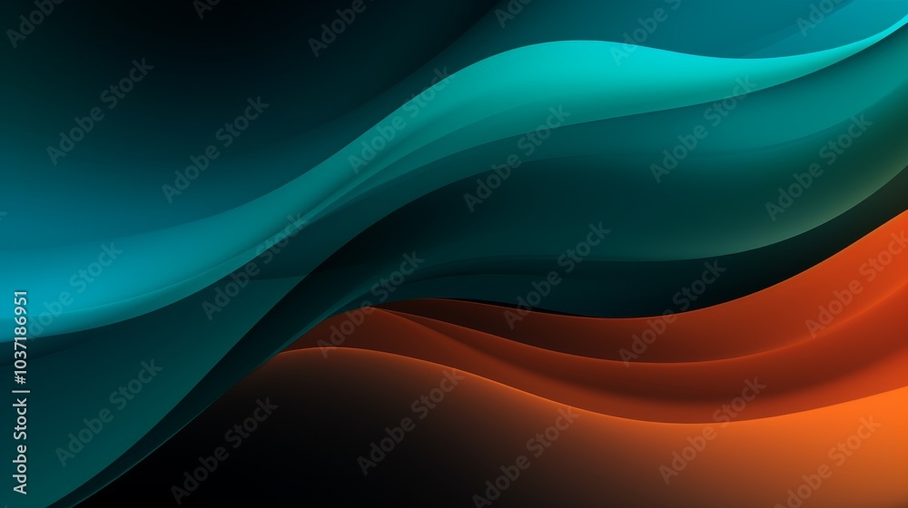 Abstract bright 3d blurred background, wallpaper, template, with gradient, transparent smoke, fog as smooth waves, on dark background with glow, blue, orange for design article, wall, presentation, s Abstract bright 3d blurred background, wallpaper, template, with gradient, transparent smoke, fog as smooth waves, on dark background with glow, blue, orange for design article, wall, presentation, s