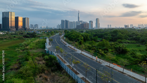 August 12, 2024: Panorama of Ho Chi Minh City every early morning