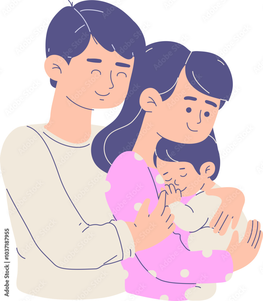 Mother an father lovingly cuddle her child vector illustration, family’s day Mother an father lovingly cuddle her child vector illustration, family’s day