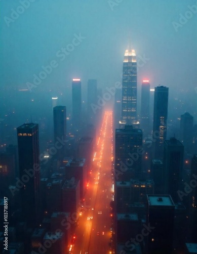 city skyline at night
