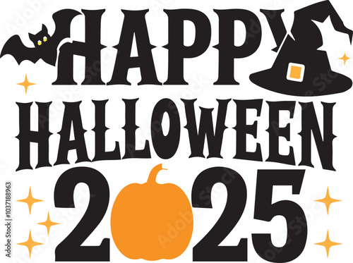 Happy Hallow Halloween silhouette art vector
