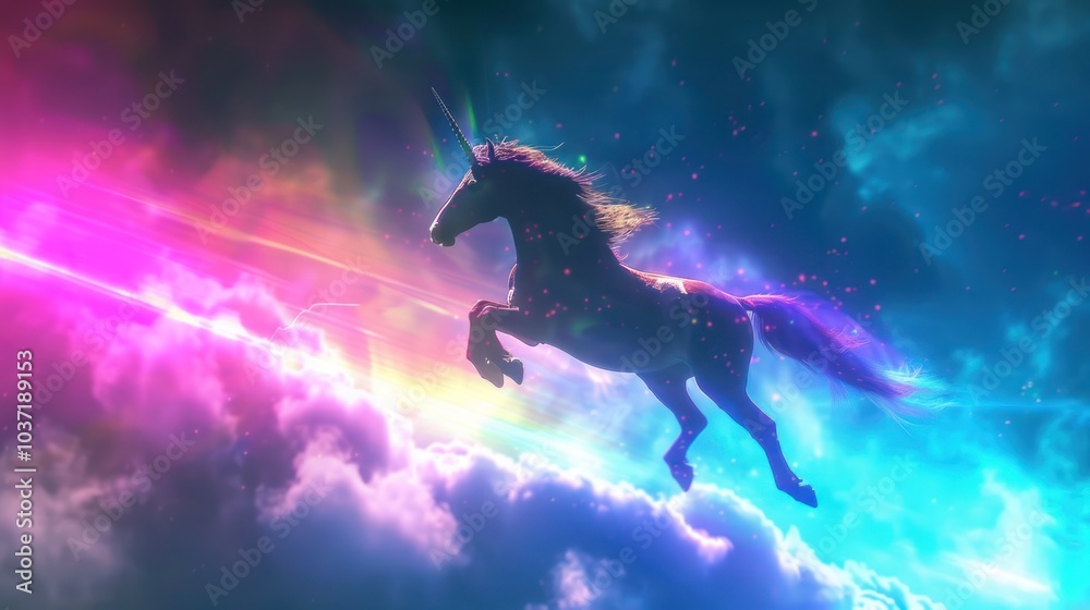 Magical Unicorn Soaring Through a Cosmic Sky Magical Unicorn Soaring Through a Cosmic Sky