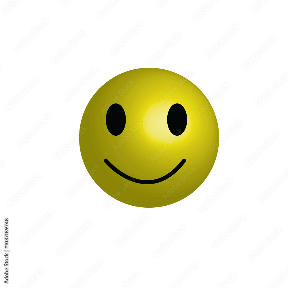 Fototapeta premium Bright yellow smiley ball with a cheerful, classic face, conveying positivity and happiness. Perfect for playful, motivational, or light-hearted design projects.